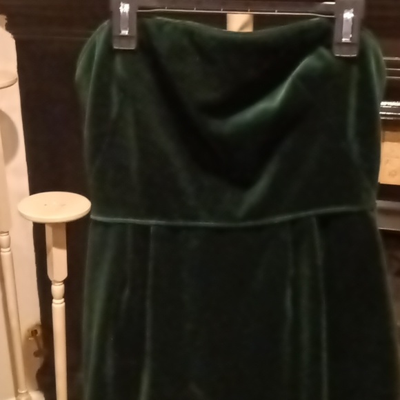 FINAL PRICE J. CREW strapless winter green dress w striped silk lining pleat 8 - Picture 1 of 13